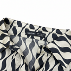 SHEIN Women's Black & Cream Wavy Print Satin Blouse