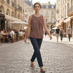 SHEIN Mauve Brown Sleeveless Pintuck Relaxed Blouse