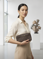 MICHAEL KORS Michael Kors Double-Zip Brown Monogram Wallet