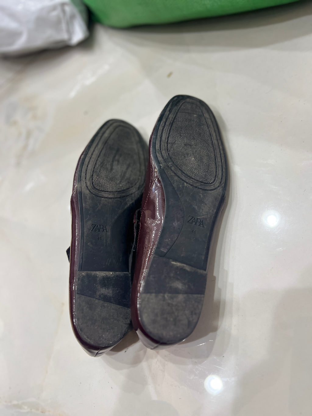 Burgundy Patent Leather Mary Jane Flats with Buckle