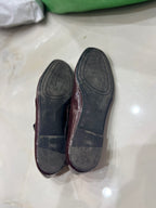 Burgundy Patent Leather Mary Jane Flats with Buckle