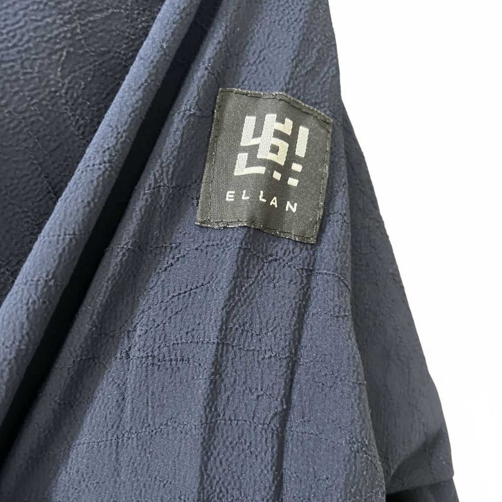 ELLAN Women's Navy Blue Shawl Collar Open-Front Abaya