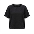 Women's Black Relaxed-Fit Short-Sleeved Scoop Neck Top