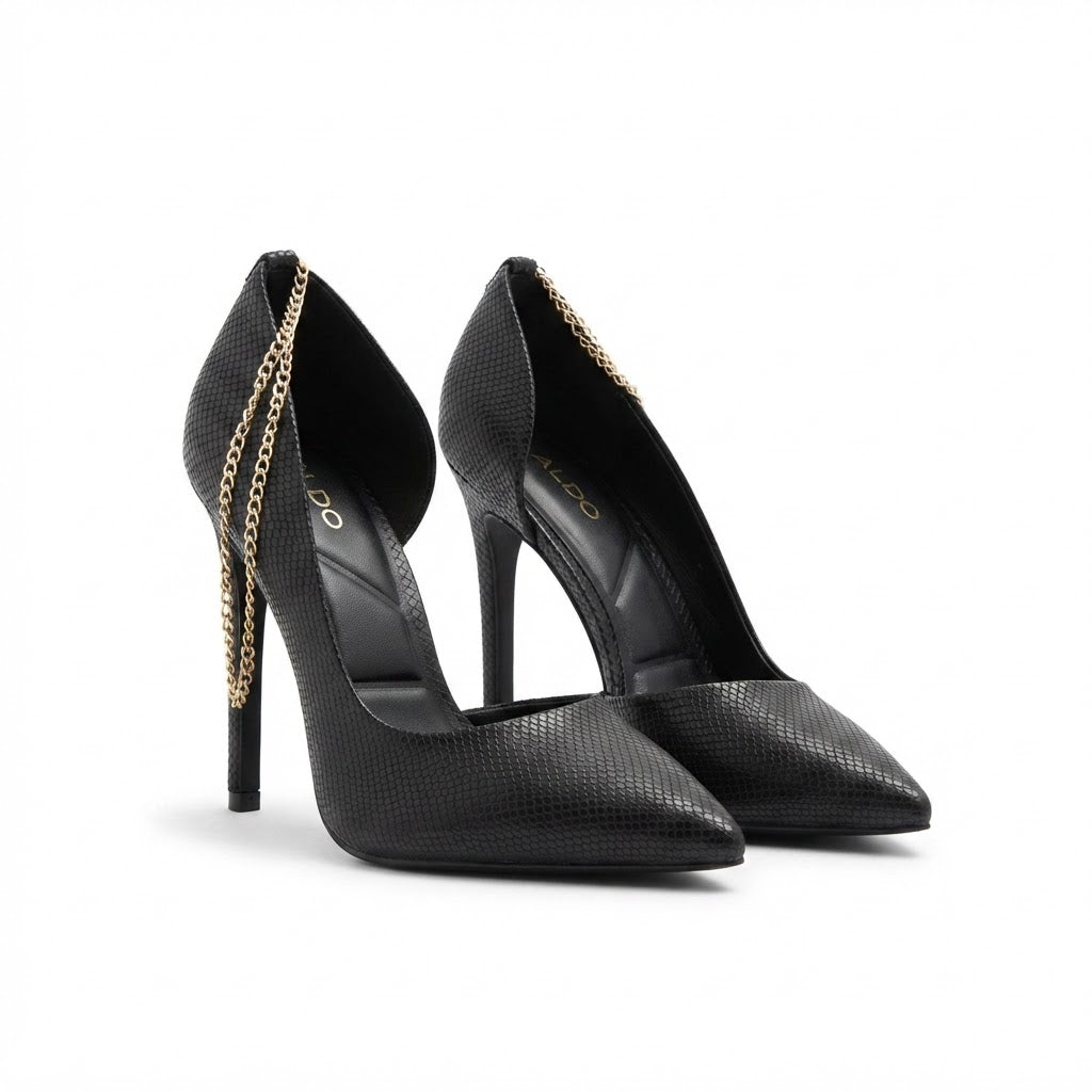 ALDO Women's Black Snakeskin Pointed Toe High Heels