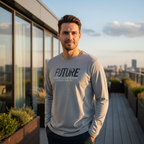 Livergy Men's Grey Future Graphic Long Sleeve T-Shirt