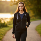 Crivit Women's Black Cotton Zip-Up Hoodie