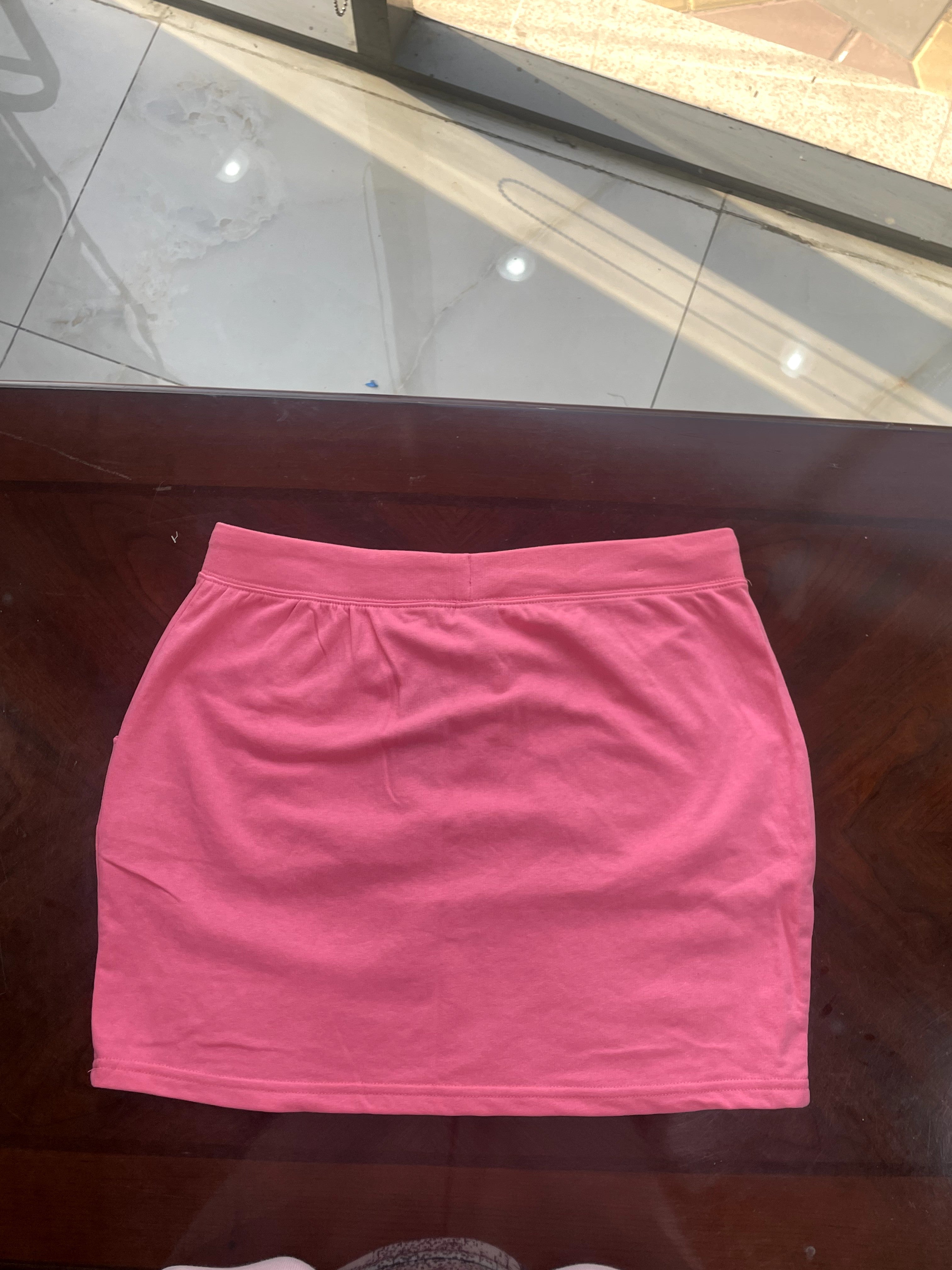 Bubblegum Pink Jersey Mini Skirt with Drawstring Waist