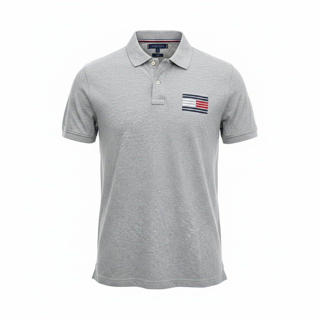 Tommy Hilfiger Men's Slim Fit Grey Piqué Polo Shirt - XL