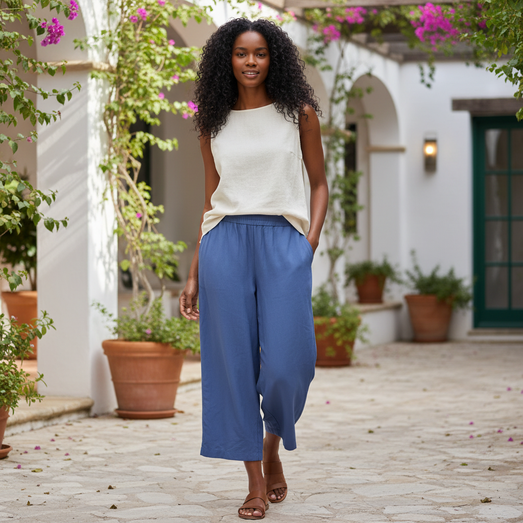 Esmara Women's Blue Wide Leg Elasticated Waist Trousers