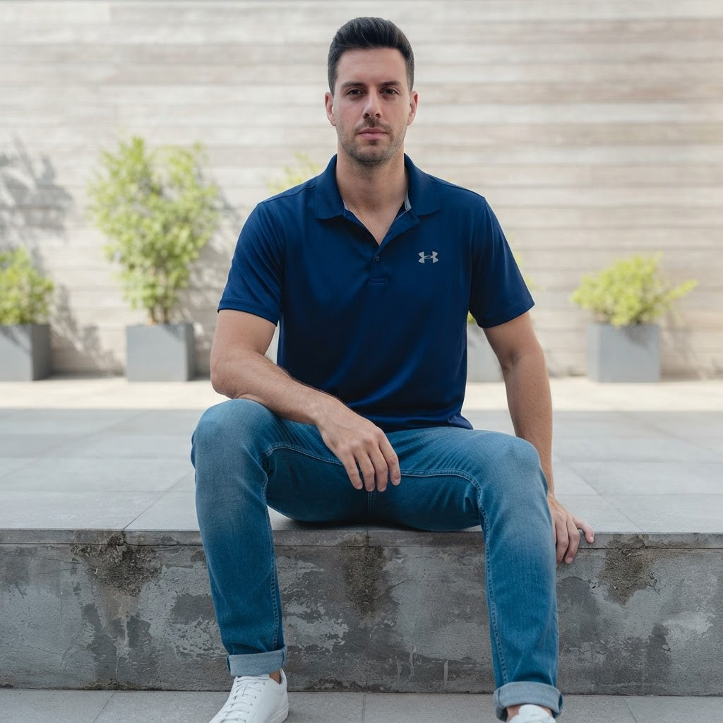 Under Armour Royal Navy Blue Loose Fit Performance Polo Shir