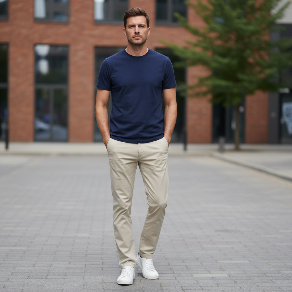 Men's Slim Fit Beige Chino Pants