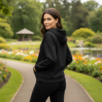 Crivit Women's Black Full Zip Hoodie with Pink Accents