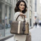 Chrisbella Monogram Top Handle Bag Brown