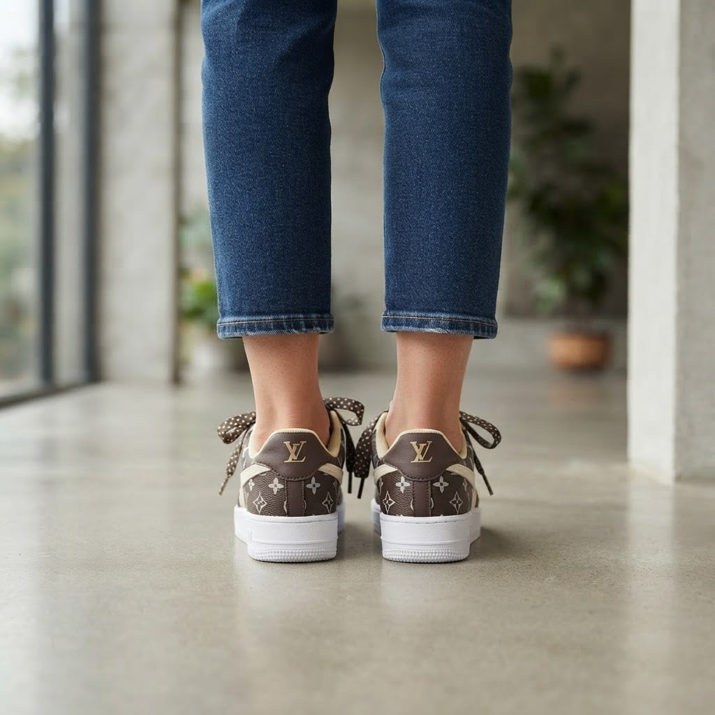 Brown Monogram Low-Top Lifestyle Sneakers