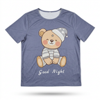 SHEIN Slate Blue Teddy Bear Graphic Sleepwear Top