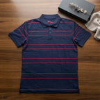 Anko Anko Navy and Red Striped Cotton Jersey Polo Shirt
