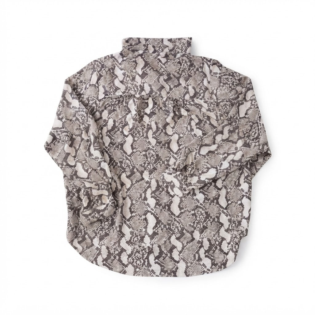H&M Women's Grey Snakeskin Print Button-Down Blouse