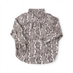 H&M Women's Grey Snakeskin Print Button-Down Blouse
