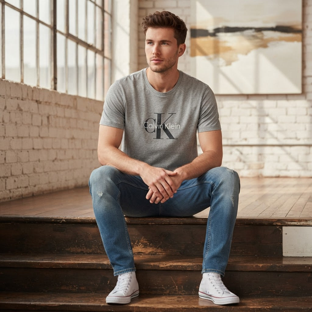 Calvin Klein Jeans Calvin Klein Jeans Heather Grey Graphic T