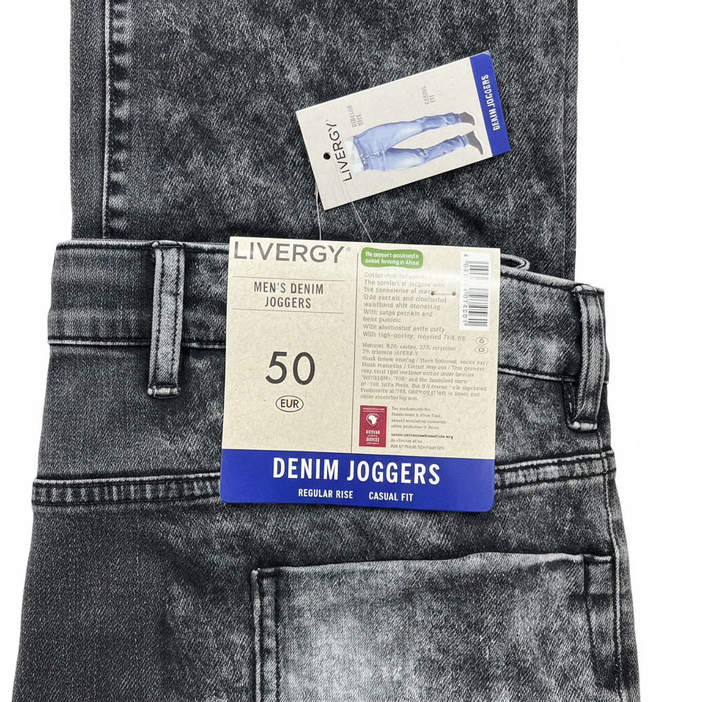 Livergy Men's Acid Wash Denim Cargo Joggers - Light Blue