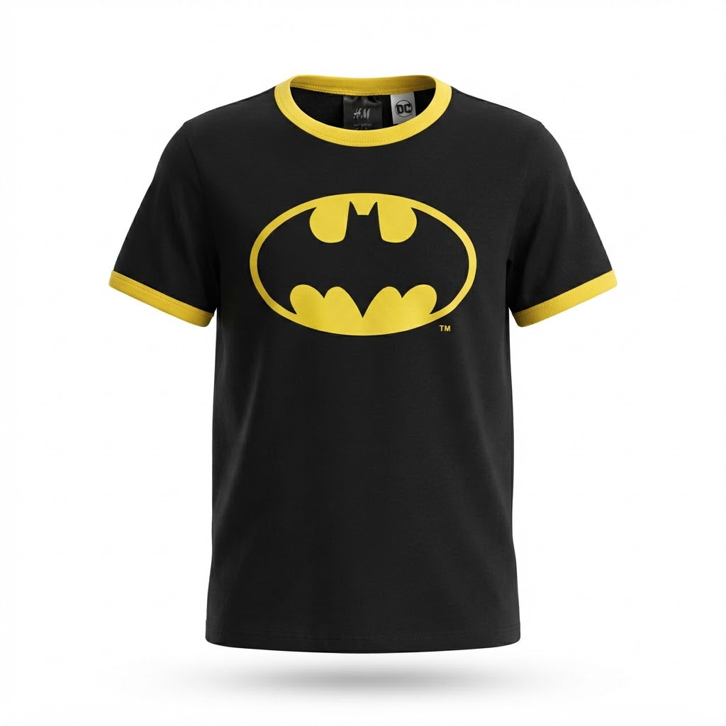 [WearU Generated:merch_ghost] H&M Black Cotton Graphic Print Straight T-Shirt – ghost front view
