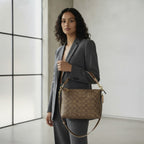 COACH Brown Monogram Coated Canvas Crossbody Bag