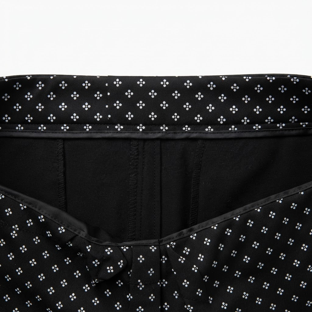 Women's Black and black Geometric Print Slim-Fit Trousers
