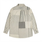 Women's Black and White Striped Oversized Button-Down Shirt