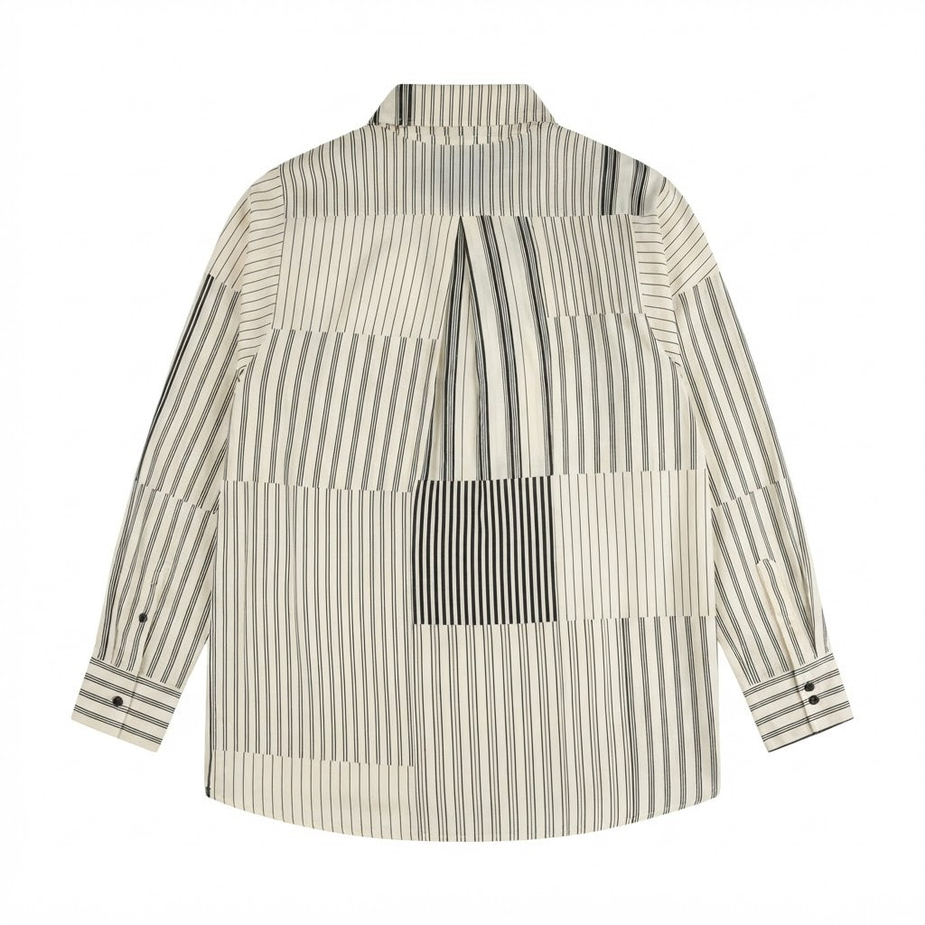 Women's Black and White Striped Oversized Button-Down Shirt