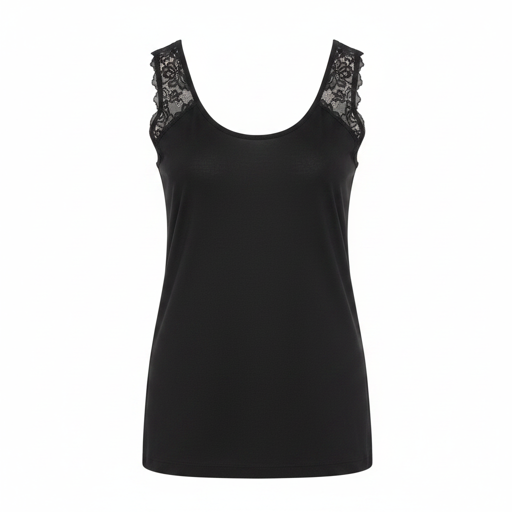 Esmara Women's Black Linen Sleeveless Top with Lace Detail