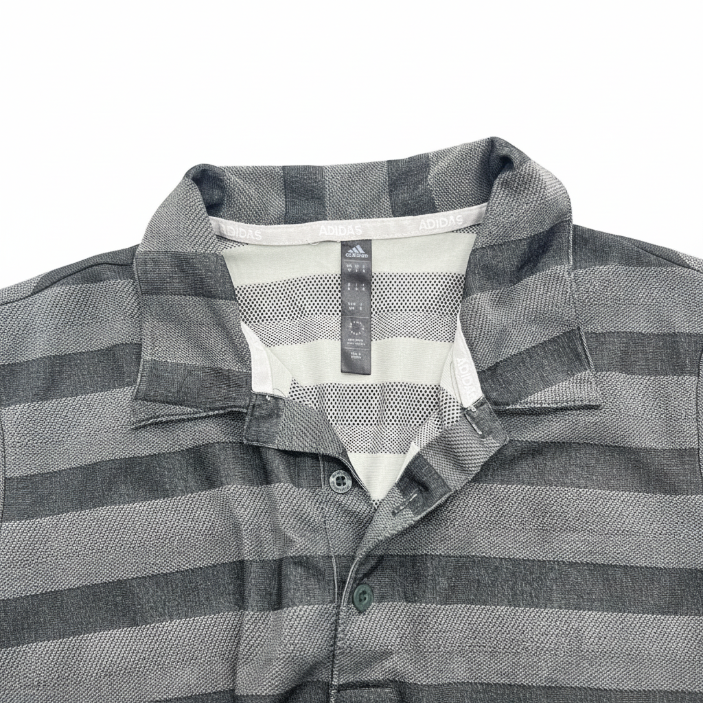 Men's Adidas Grey Striped Performance Polo Shirt