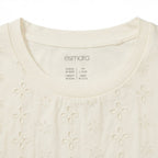 esmara Women's White Broderie Anglaise Yoke Cotton T-Shirt