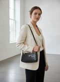 COACH NEW YORK Black Embossed Patent Leather Shoulder Bag
