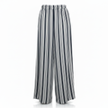 Bershka_ Women's Navy and White Striped Wide Leg Trousers