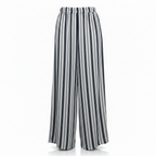Bershka_ Women's Navy and White Striped Wide Leg Trousers