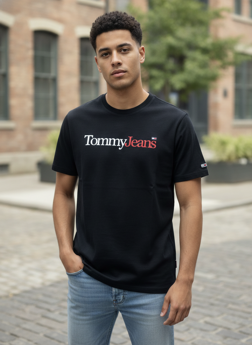 Tommy Jeans Black Tommy Jeans Logo Crew-Neck T-Shirt XXL