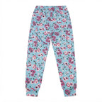 Women's Light Blue Floral Print Pajama Jogger Pants