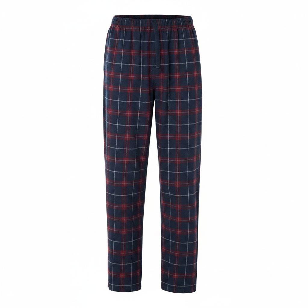 Livergy Men's Plaid Flannel Pajama Pants - Navy/Burgundy