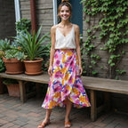 Esmara Multi-Floral Painterly Print Crinkle Midi Skirt