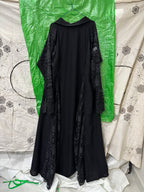 guess Black Open-Front Abaya with Floral Lace Panels