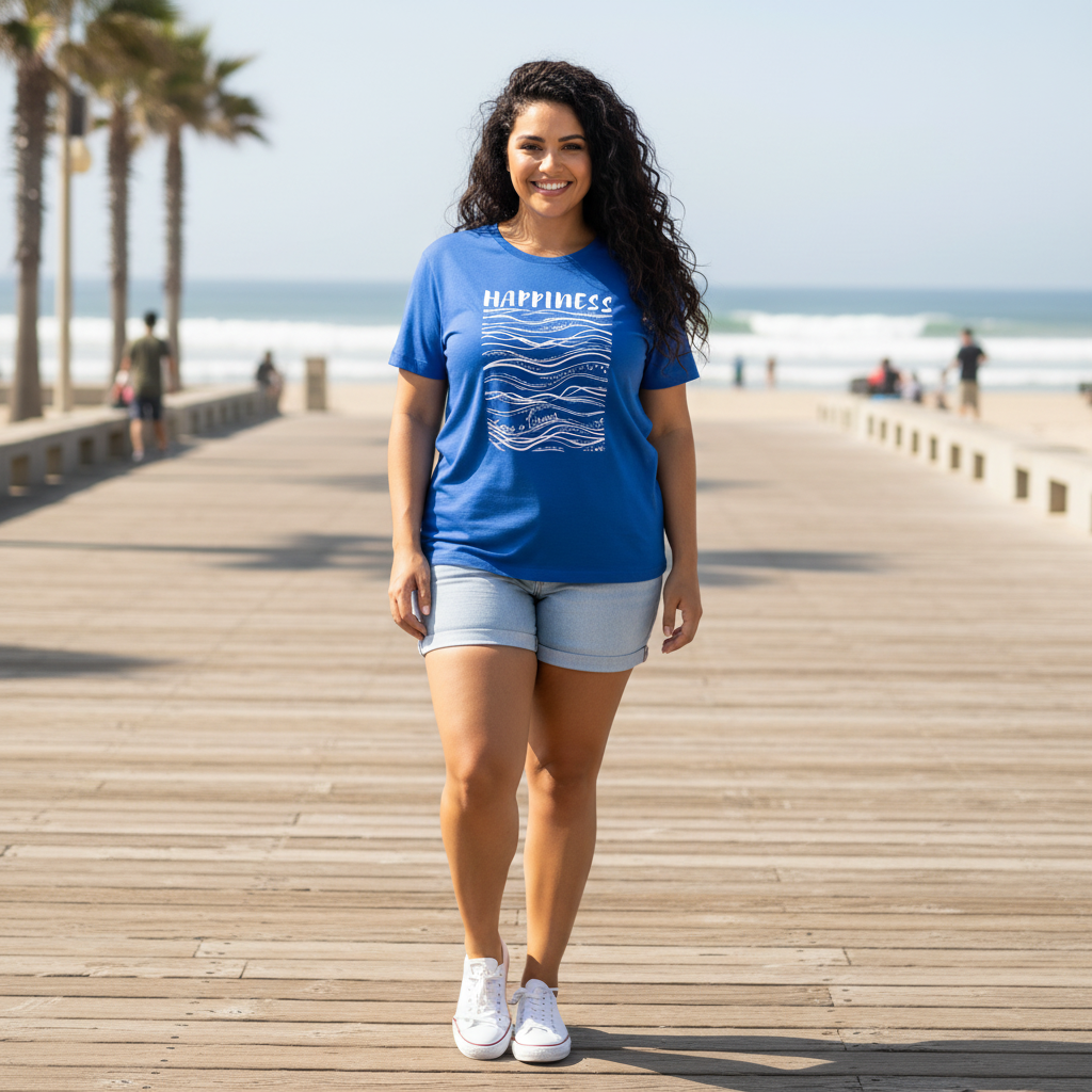 Women's Blue Happiness Graphic T-Shirt