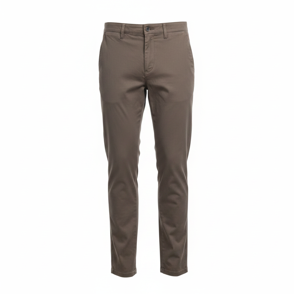 Men's Slim Fit Brown Cotton Chino Trousers
