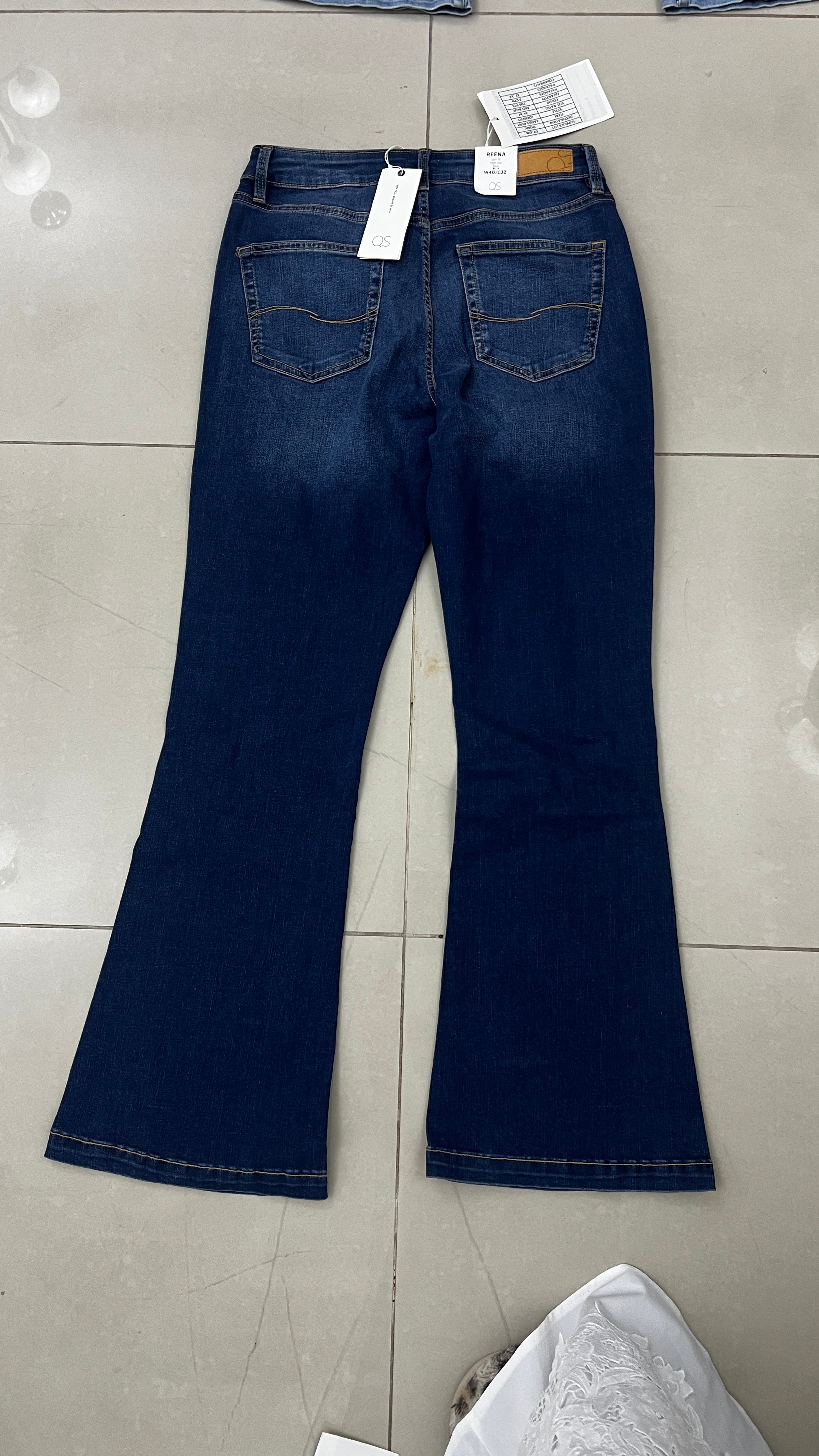 QS Deep Indigo Flared Jeans with Exposed Button Fly