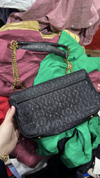 GUESS Guess Black Embossed Logo Flap Shoulder Bag