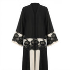Black and Cream Lace Panel Long Tunic Kameez