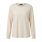 Emery Rose Oatmeal Relaxed Long-Sleeve T-Shirt with Chest Po
