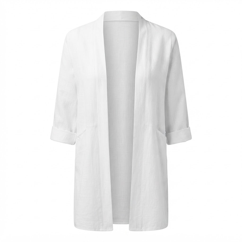 Women's White Textuwhite Long Open-Front Kimono Abaya