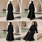 Premium Women's Front-Zip A-Line Abaya in Black
