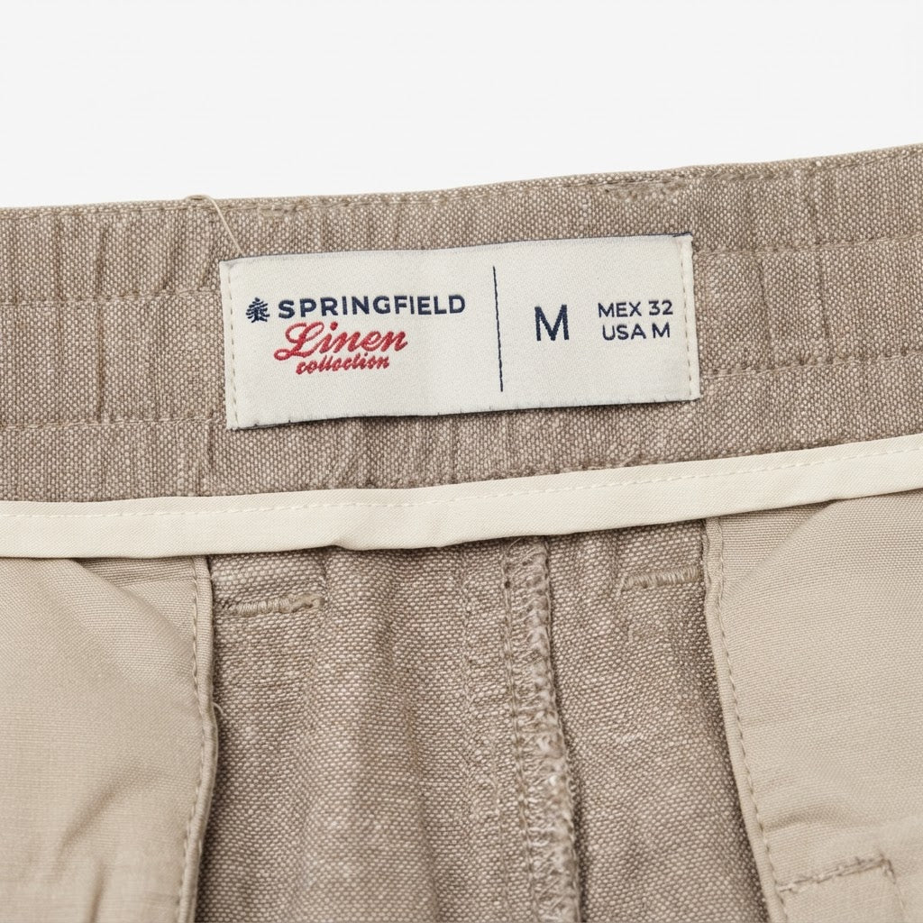 Men's Beige Linen Relaxed Drawstring Trousers