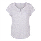 B Collection Lavender Space-Dye Henley T-Shirt with Cap Slee